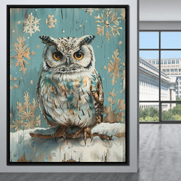 Winter Owls Golden Gaze - NicheCanvas