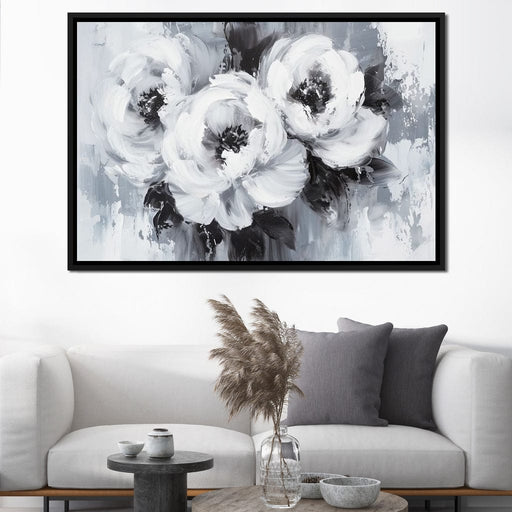 Monochrome Floral Symphony Canvas Print