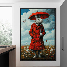 The Rabbit and the Red Umbrella - TooplesArt - NicheCanvas