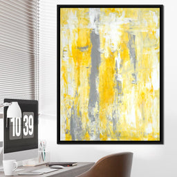 Grey & Yellow Abstract Art Painting - NicheCanvas