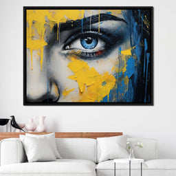 Blue Yellow Urban Graffiti Eye - NicheCanvas
