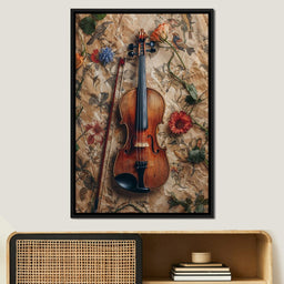 Violin Strings and Floral Notes - NicheCanvas