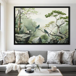 Misty Mountain Aviary Serene - NicheCanvas