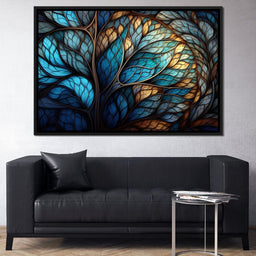 Mosaic Majesty in Beige and Sky Blue - NicheCanvas