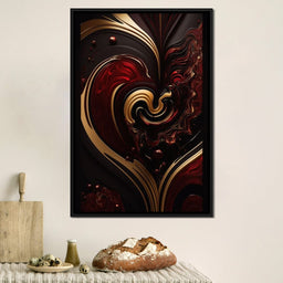 The Marble-Lux Collection: Dark Red & Vibrant Gold 05 - NicheCanvas