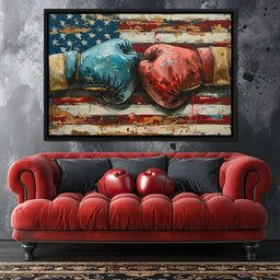 Stars and Stripes Boxing Showdown - NicheCanvas