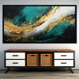 Emerald Currents with Gold - NicheCanvas