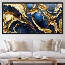 Luxury Abstract Marble in Gold & Blue - NicheCanvas