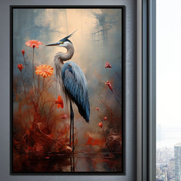 Autumn Heron Feathered Dawn - NicheCanvas
