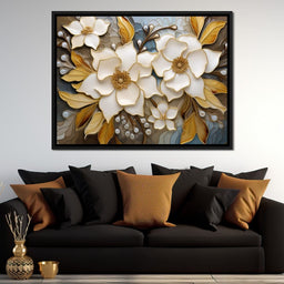 Golden Vortex of Organic Blooms - NicheCanvas