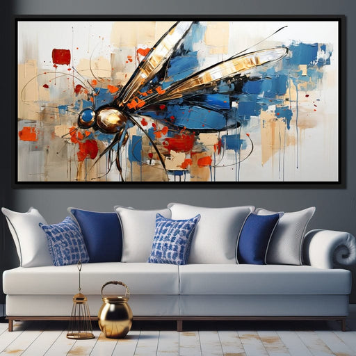 Golden Royal Geometric Dragonfly 01 - Wildrose Creations Canvas Print