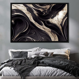 Luxury Abstract Marble in Black & White - NicheCanvas