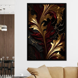 The Marble-Lux Collection: Dark Red & Vibrant Gold 04 - NicheCanvas