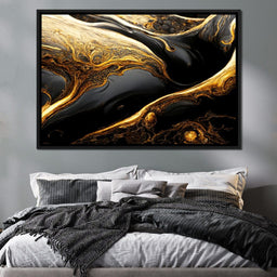 Luxury Abstract Marble in Black & Gold - NicheCanvas