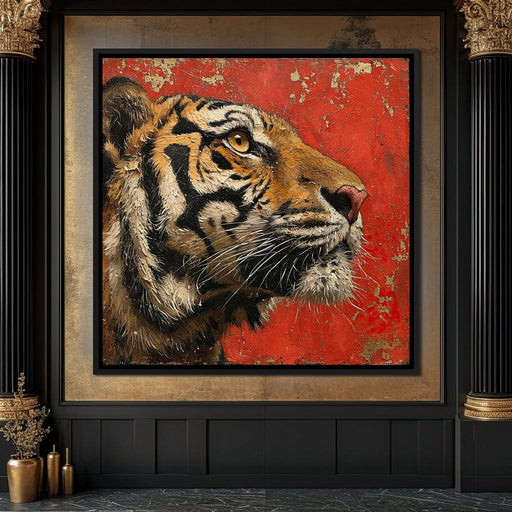 Tiger Gaze in Vermilion Majesty Canvas Print