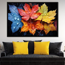 Autumnal Raindrop Leaves - NicheCanvas