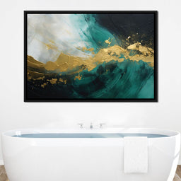 Emerald Tide with Golden Crest - NicheCanvas