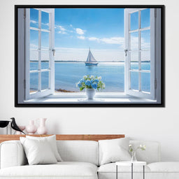 Azure Breeze Window View - NicheCanvas