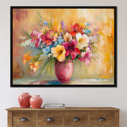 Sunlit Floral Vase Arrangement - NicheCanvas