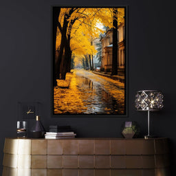 Autumn Leaves Along the City Road - NicheCanvas
