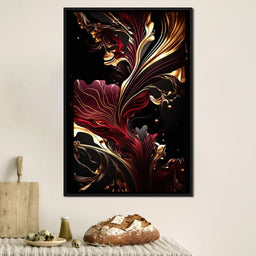 The Marble-Lux Collection: Dark Red & Vibrant Gold 02 - NicheCanvas