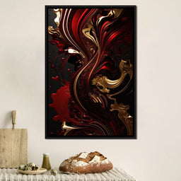The Marble-Lux Collection: Dark Red & Vibrant Gold 09 - NicheCanvas
