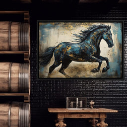 Gilded Teal Horse - NicheCanvas