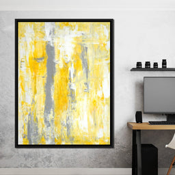 Grey & Yellow Abstract Art Painting - NicheCanvas