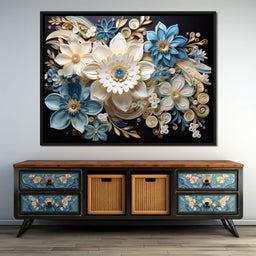 Golden Petals in Azure Nature - NicheCanvas