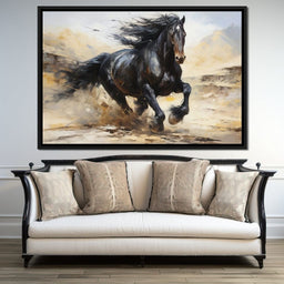 Stocky Black Horse - NicheCanvas