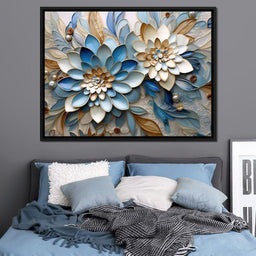 Floral Symphony in Blue & White - NicheCanvas
