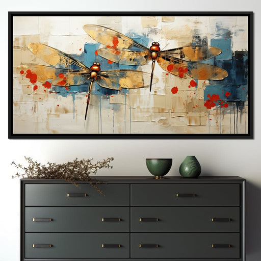 Golden Royal Geometric Dragonfly 05 - Wildrose Creations Canvas Print