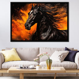 Ebony Blaze Amidst Ember Glow - NicheCanvas