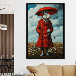 The Rabbit and the Red Umbrella - TooplesArt - NicheCanvas