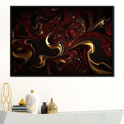 The Marble-Lux Collection: Dark Red & Vibrant Gold 14 - NicheCanvas