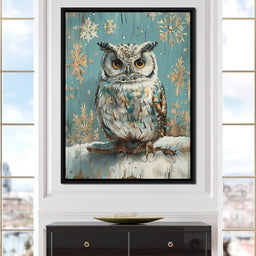 Winter Owls Golden Gaze - NicheCanvas