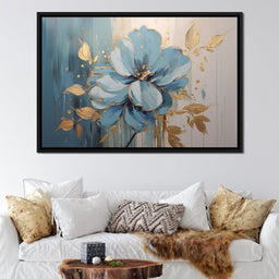 Golden Lotus in Turquoise Bloom - NicheCanvas