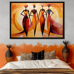 Golden Trio in Maroon Elegance - NicheCanvas