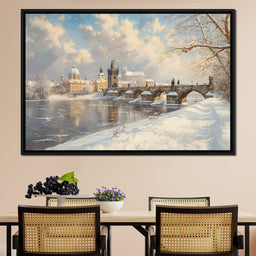 Winters Golden Glow Over Prague - NicheCanvas