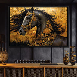 Gilded Black Horse - NicheCanvas