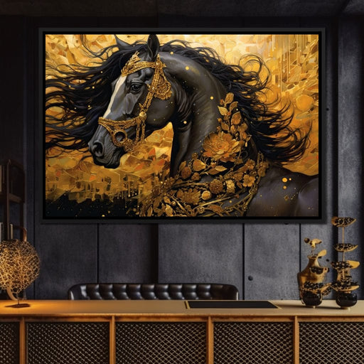 Gilded Black Horse Canvas Print
