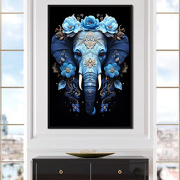 Elephant Bloom in Mystic Blue - NicheCanvas