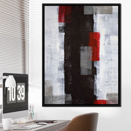 Grey & Red Abstract Art Painting - NicheCanvas