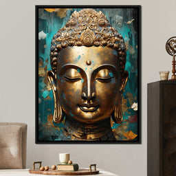 Golden Gaze of Buddha's Visage - NicheCanvas