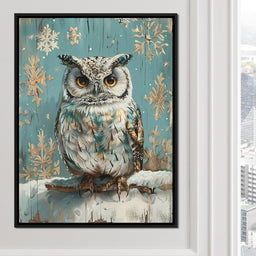 Winter Owls Golden Gaze - NicheCanvas