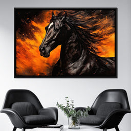 Ebony Blaze Amidst Ember Glow - NicheCanvas
