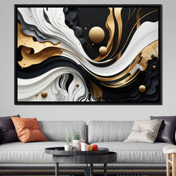 Marble-Lux Collection: Vibrant White & Gold Marble 08 - NicheCanvas