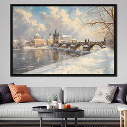 Winters Golden Glow Over Prague - NicheCanvas
