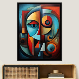 Scarlet, Sienna, and Mustard Cubism - NicheCanvas