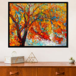 Red & Yellow Autumn Tree | NicheCanvas